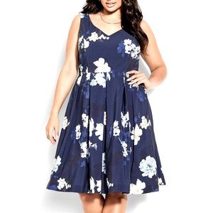 City Chic Sz 14 Navy floral dress. New
